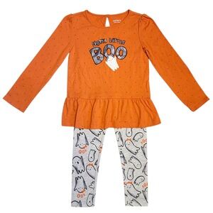 Carters Halloween 2 Pc Outfit Girls Sz 4T‎ Top Leggings Moms Little Boo Ghost